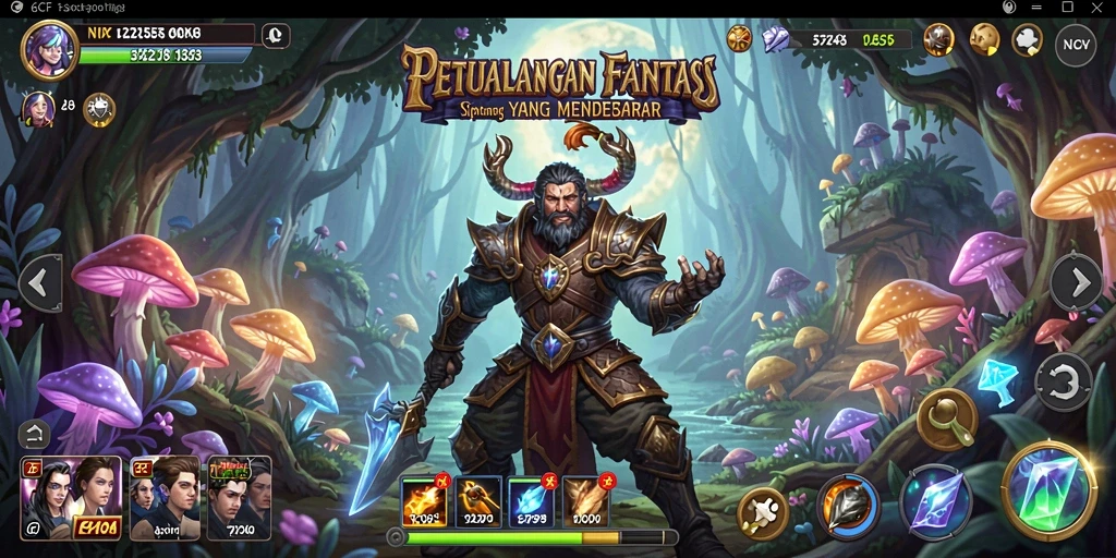 Tampilan gameplay 6CF yang menampilkan pertarungan seru dan karakter fantastis.