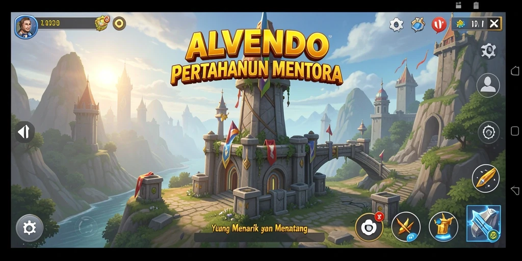 Tampilan gameplay ALVENDO dalam pertarungan Tower Defense yang intens.