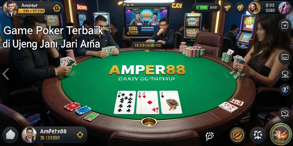 Tampilan layar utama AMPER88 yang menampilkan gameplay poker yang intens.