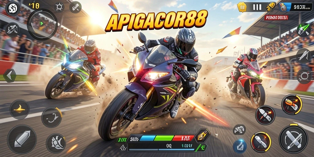 Gambaran aksi balapan motor yang seru dalam APIGACOR88.