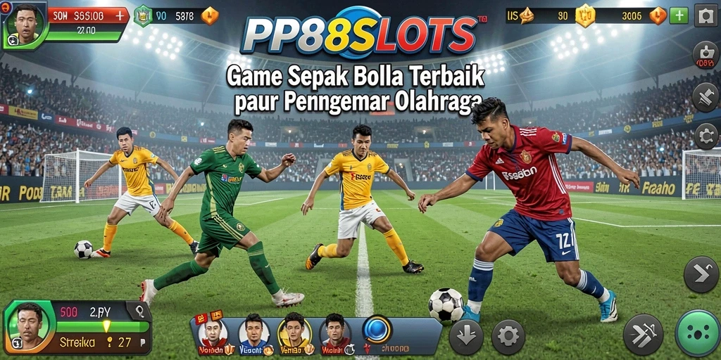 Screenshot gameplay PP88SLOTS yang menampilkan aksi sepak bola seru.