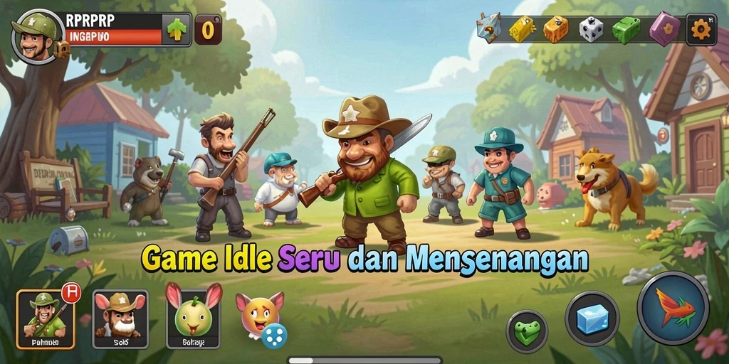 Tampilan gameplay RPRPRP yang menarik dan penuh warna.