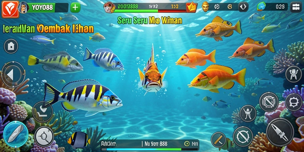 Tangkapan ikan seru dalam gameplay YOYO88.
